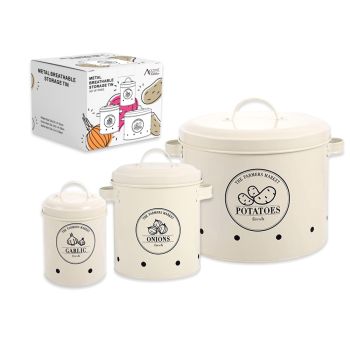 Set 3 Metal Breathable Tin Food Container 23cm