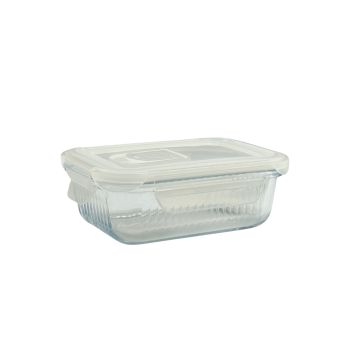 bulk 24 Borosilicate Glass Container W Lid Rect 370ml 15x6cm