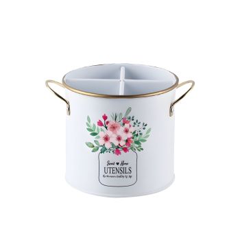 bulk 6 Meadow Bouquet Metal Utensil Holder 18x13cm