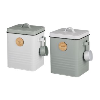 Set 2 Metal Kitchen And Laundry Storage Tin 25cm