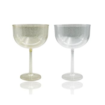 bulk 24 Glitter Plastic Jumbo Wine Glass 1.38lt 16x23cm