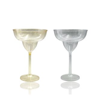 bulk 24 Glitter Plastic Jumbo Margarita Glass 877ml 16x24cm