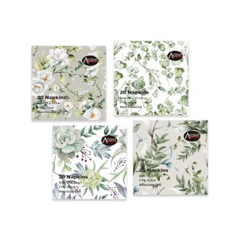 bulk 960 Eucalyptus Pattern Napkin 3ply Assorted 33cm