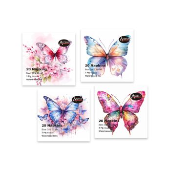 bulk 960 Butterfly Emporium Napkins 2ply 4 Assort 33cm