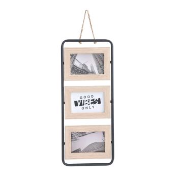 Hanging 3 Photo frame 4x6in Black & Natural 52cm