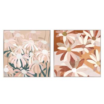 Set 2 Pink Flowers Wall Art Assort 60cm