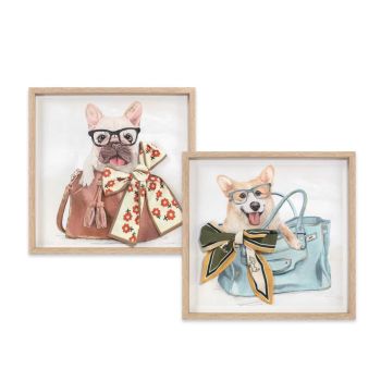 Set 2 Cute Dog Wall Art Assort 40cm
