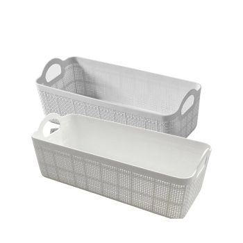 bulk 24 Rect Storage Basket w Handle Assort 26cm