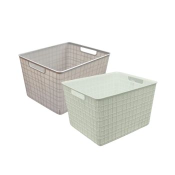 bulk 12 Rect Storage Basket w Handle Assort 29cm