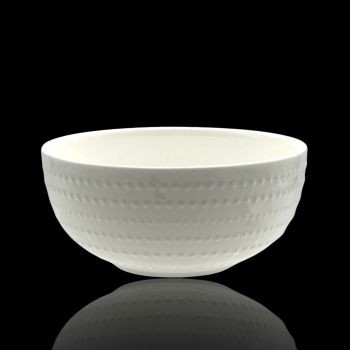 bulk 24 White Bone China Embossed Pearls Bowl 15x10cm