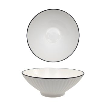 bulk 24 Sorrento Porcelain Embossed Soup Bowl w Black Rim 8" 20cm