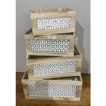 Set 4 Paulownia Wood Crates 40x18cm
