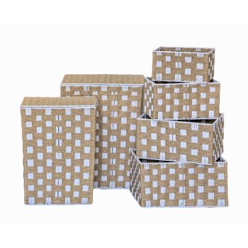 Set 6 Woven Paper Rope Laundry N Storage Basket 55cm