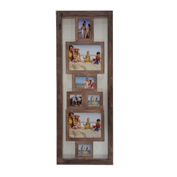 A Wooden 7 Collage Photo Frame w Glass Background 116cm