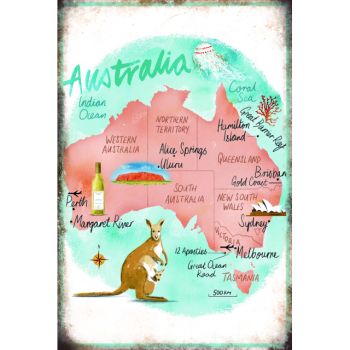 Australia Map Wall Art 20x30cm
