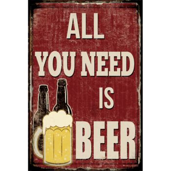 All You Need Is Beer Wall Art 20x30cm