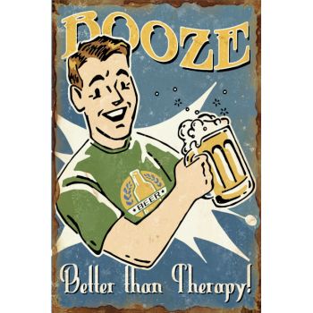Booze Better Than Therapy Wall Art 20x30cm