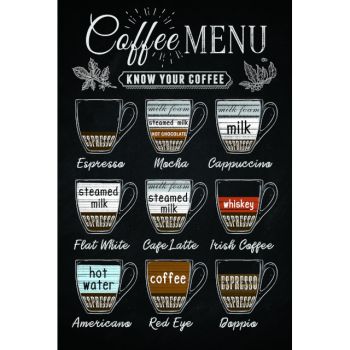 Coffee Menu Wall Art 20x30cm