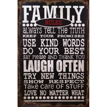 Family Rules Wall Art 20x30cm