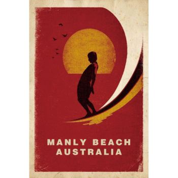 Red Manly Beach 20x30cm