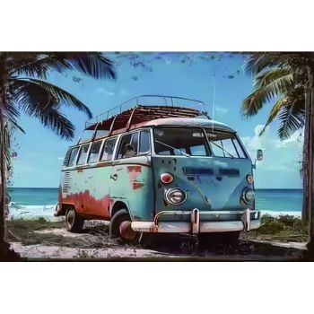 Rustic Combi Van Wall Art 30x20cm