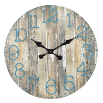 Round Clock w Blue String Numbers 60cm