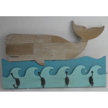 Whale Inspired 4 Hooks Wall Hanging 60cm