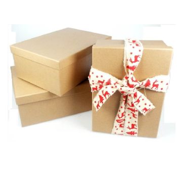 Set 18 Assorted Gift Boxes Natural Brown 43x16cm
