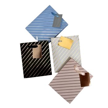 bulk 24 Small Foil Stripe Gift Bag 4 Assort 14cm