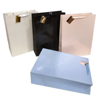 bulk 24 Xlarge Foil Stripe Gift Bag Assort 43cm