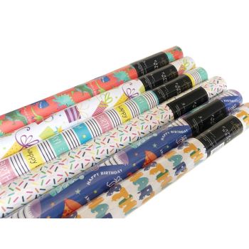 bulk 50 Happy Birthday Gift Wrap 70cmx3m 38mm Core