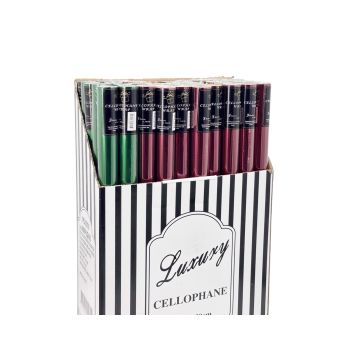 bulk 50 Cellophane Red & Green 70cmx3m on 38mm Core 40 Red 10 Green