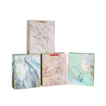 bulk 24 Large Holographic Marble Gift Bag Assort 32cm