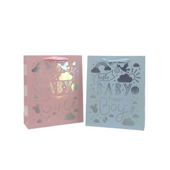 bulk 24 Xlarge Foiled Baby Gift Bag Assort 42cm