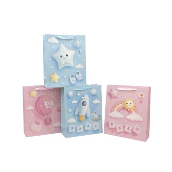 bulk 24 Large Sweet Dream Baby Gift Bag 4 Assorted 26x32cm
