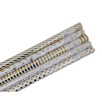 bulk 50 Gold Foiled Everyday Gift Wrap Assort 200cm