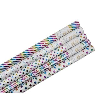 bulk 50 Holographic Foiled Everyday Gift Wrap Assort 200cm