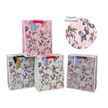 bulk 24 Large Jardin Floral Gift Bag Foiled 4 Assort 32cm