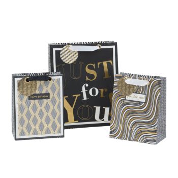 bulk 24 Xlarge Golden Glam Gift Bag Assort 42cm