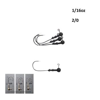 Vike 1/16 oz Round Jig Head with a Size 2/0 Hook Tungsten, 4 pack