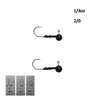 Vike 1/4 oz Round Jig Head with a Size 2/0 Hook Tungsten, 2 pack