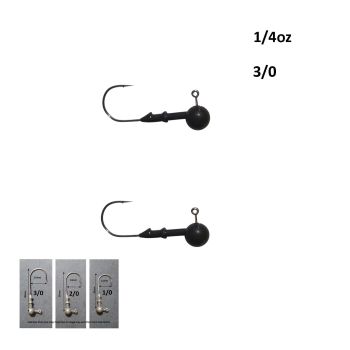 Vike 1/4 oz Round Jig Head with a Size 3/0 Hook Tungsten, 2 pack