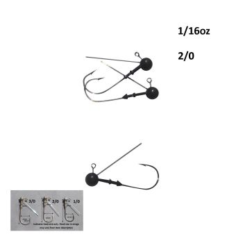 Vike 1/16 oz Weedless Round  Jig Head with a Size 2/0 Hook Tungsten, 4 pack