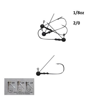 Vike 1/8 oz Weedless Round Jig Head with a Size 2/0 Hook Tungsten, 3 pack