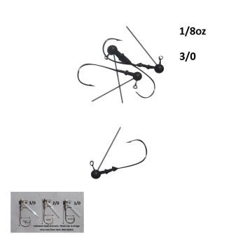 Vike 1/8 oz Weedless Round Jig Head with a Size 3/0 Hook Tungsten, 3 pack