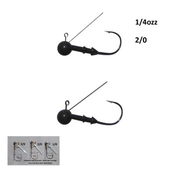 Vike 1/4 oz Weedless Round Jig Head with a Size 2/0 Hook Tungsten, 2 pack