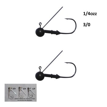 Vike 1/4 oz Weedless Round Jig Head with a Size 3/0 Hook Tungsten, 2 pack