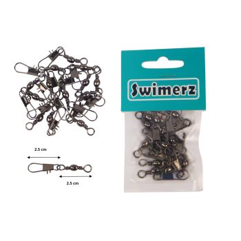 Swimerz Barrel Swivel w Interlock Snap, Size 3, 15 pack