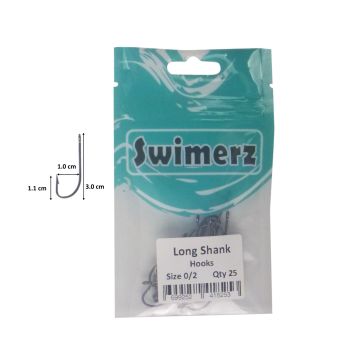Swimerz 0/2 Long Shank Worm Hook 25 Pack