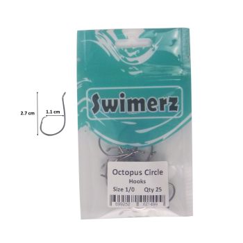 Swimerz 1/0 Octopus Circle Hooks, 25 pack